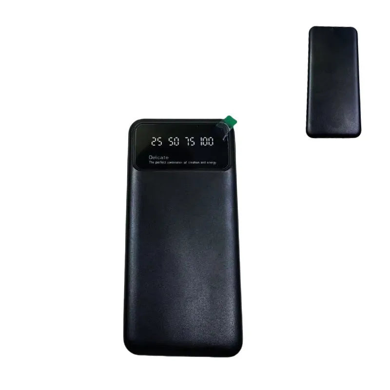 Black ultra-thin power bank with 10000mAh capacity measuring 67x14x140mm