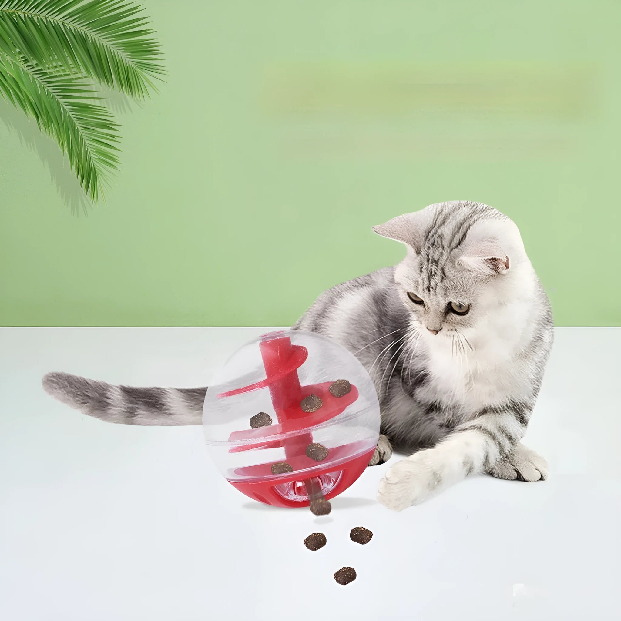 Blue Type B cat leakage food feeder toy made of plastic with spiral design