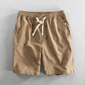 Men's striped cotton casual shorts in light blue with micro elastic waistband