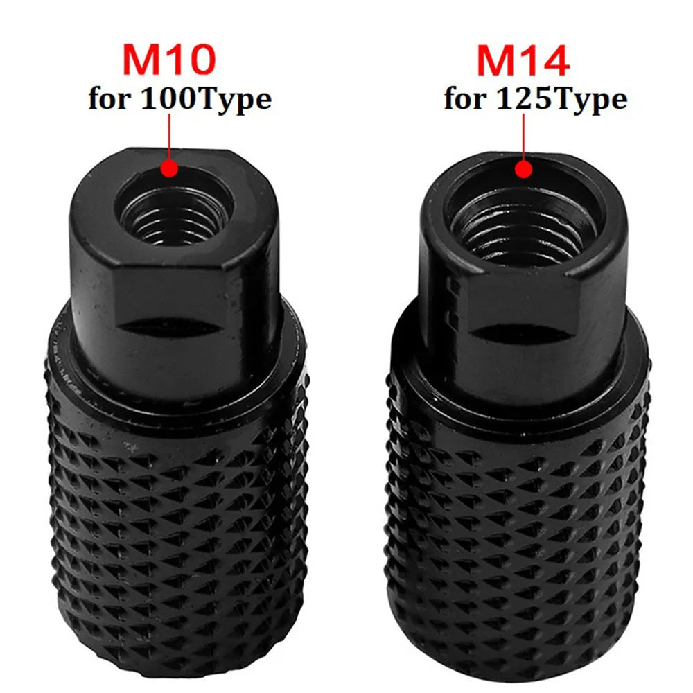Spherical angle grinder grinding head for woodworking with M10 and M14 thread compatibility