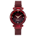 Women's Starry quartz watch with magnetic strap in rose gold colour, 8mm thickness, on transparent belt