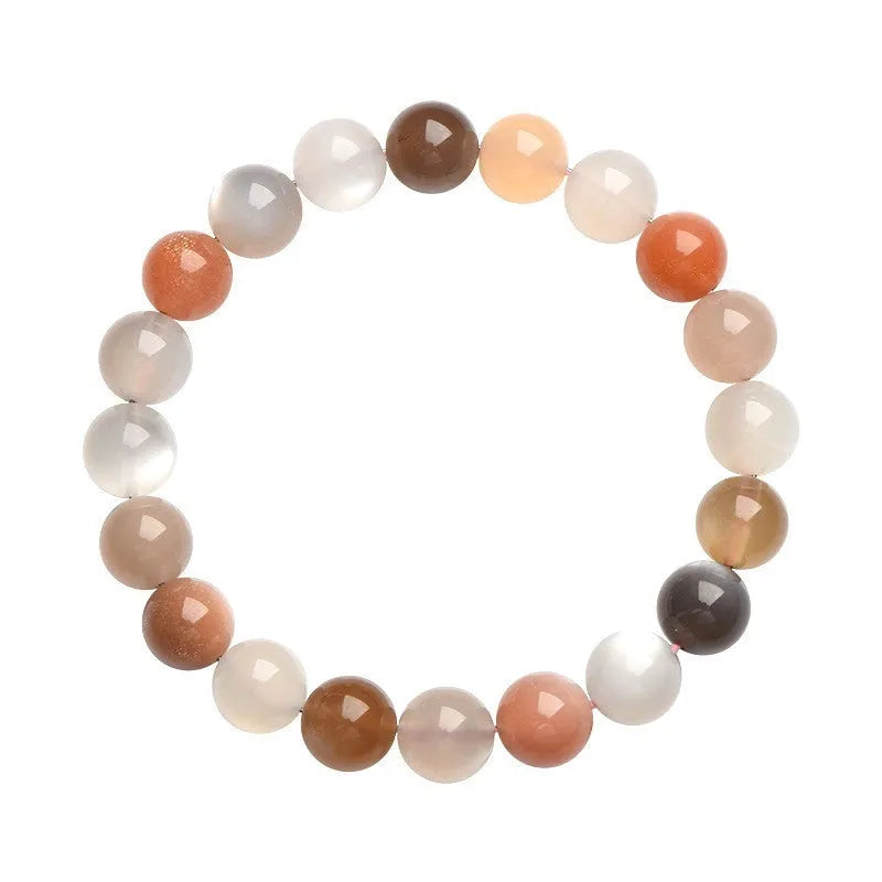 Natural moonstone bracelet with colourful moon light beads, 8mm single circle unisex design
