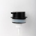 ABS plastic foam pump dispenser with large push head in metallic and matte black finishes.