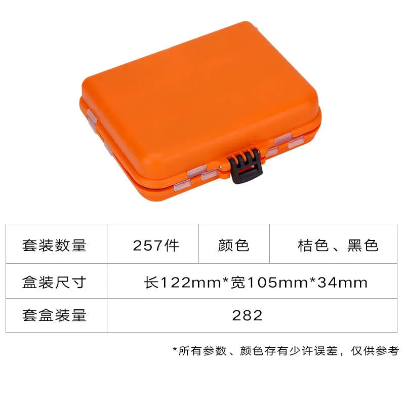 Weihe 257-piece fishing lure accessories suit in ABS storage box for Texas, sea and rock fishing