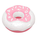 Pink, yellow, and chocolate TPR donut-shaped dog chew toy with sound for molar cleaning.