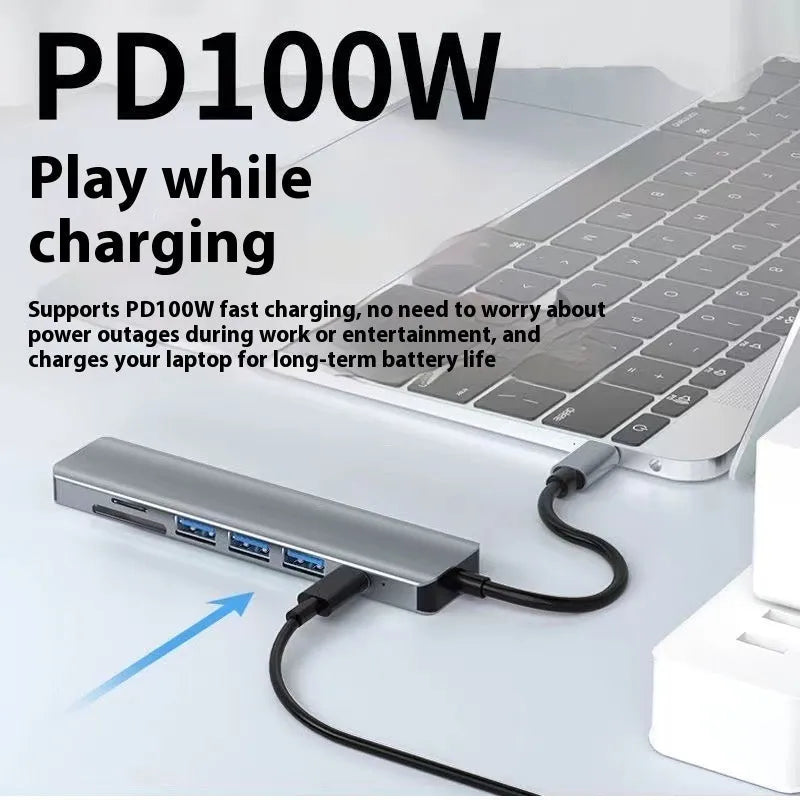 USB-C 7-in-1 expansion dock with HDMI port and USB 3.0 connectors on 15cm cable
