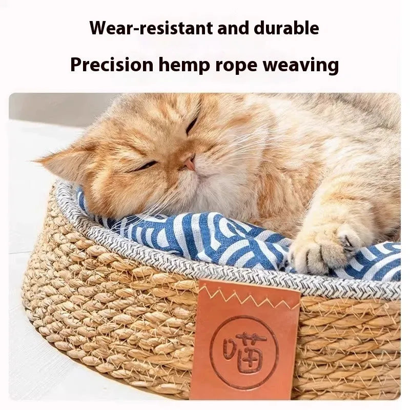 Rattan woven cat nest bed for pets in four sizes S M L XL