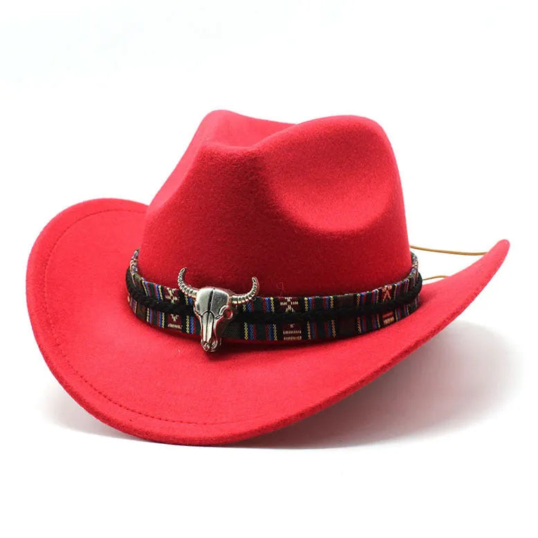 Western cowboy hat with bell crown style in polyester fabric, M size 56-58cm