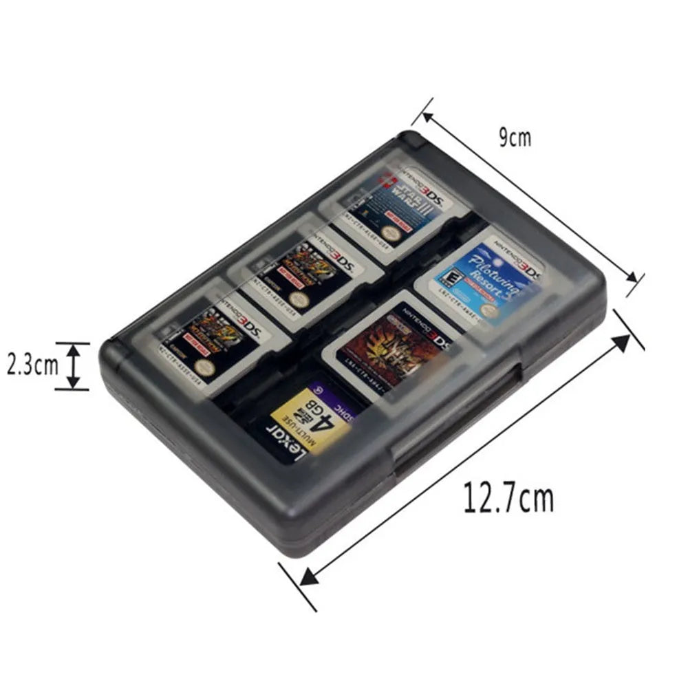 NDS 3DS game card storage box with 24 slots in black, blue, pink, or white colours