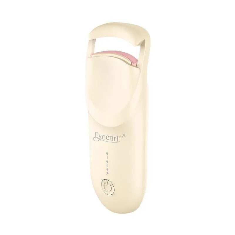 Electric eyelash curler with USB charging cable in cream white, maca pink or vanilla apricot colour options