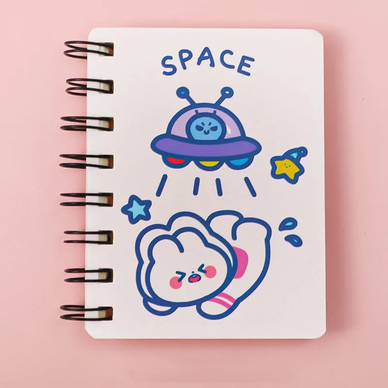 Astronaut series pocket flipper notebook in 10.5cm by 8cm size showing one of four cover design options.