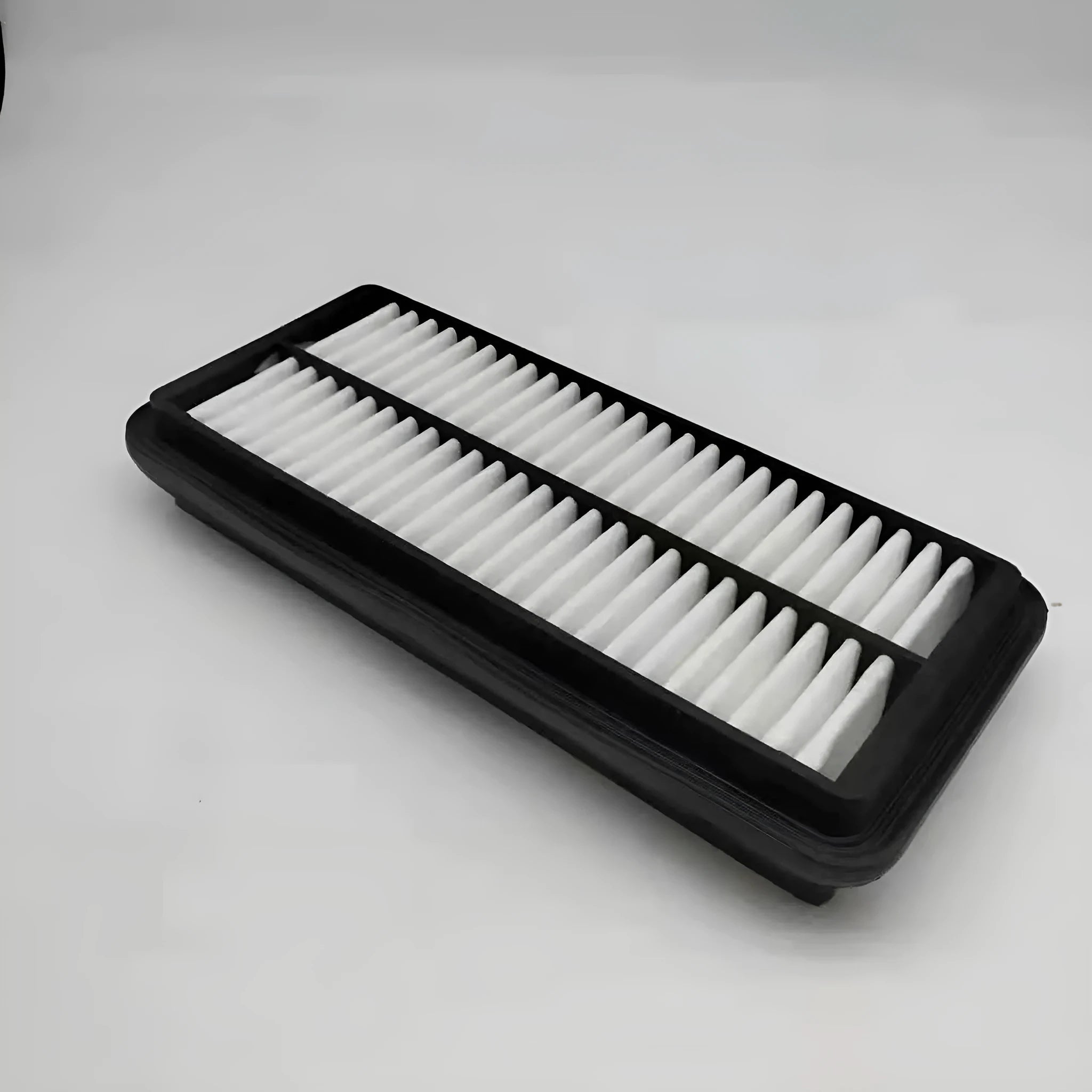 Black car air filter with 256mm x 113mm x 40mm dimensions for modern vehicle replacement