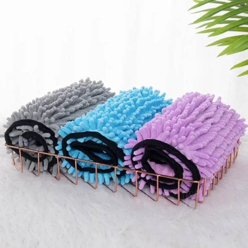 Blue pet bath towel measuring 62 by 23 cm for drying dogs and cats