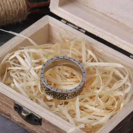 Viking Mobius pendant ring necklace detachable stainless steel men's round engraved text ethnic style