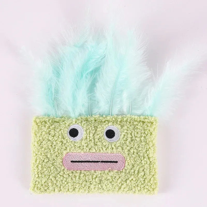 Colourful big mouth explosion head shaped plush cat toy with catnip.