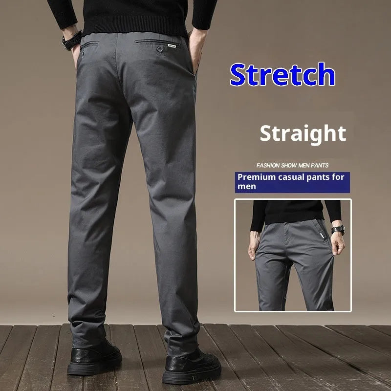 Combed cotton light business casual trousers for men in dark gray, mid-waist style