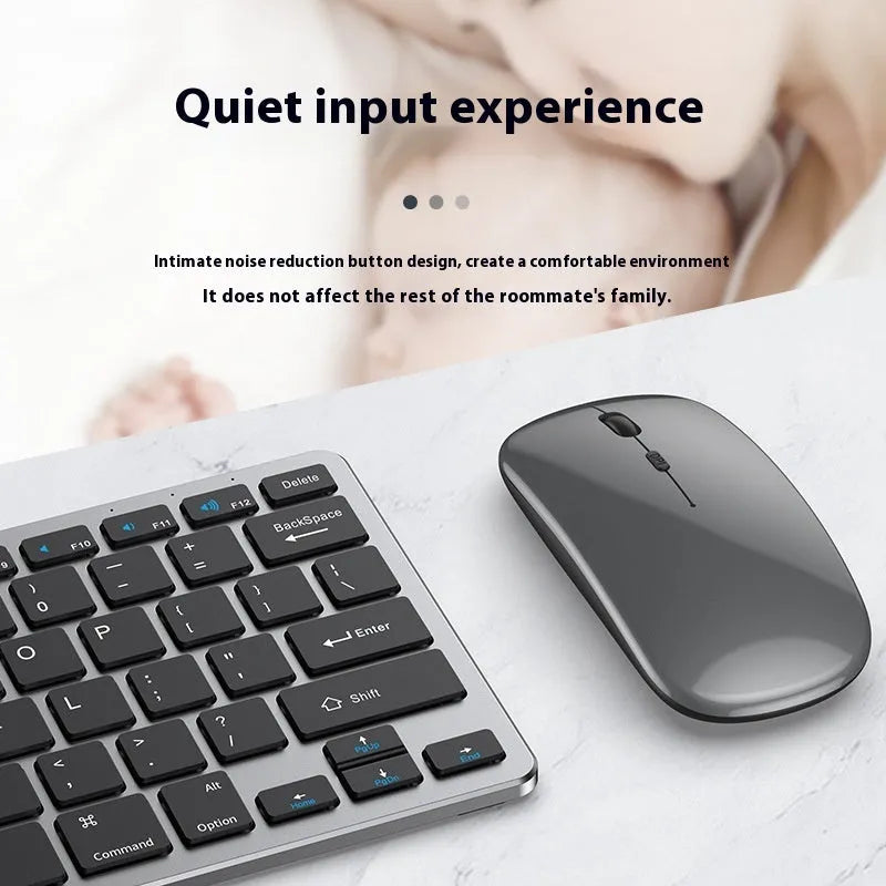 Ultra-thin wireless keyboard and mouse suit in black, gun colour, or silver with keyboard cover