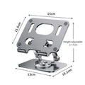 Rotating flat tablet stand in Technology Silver with aluminium plate and metal base on desk