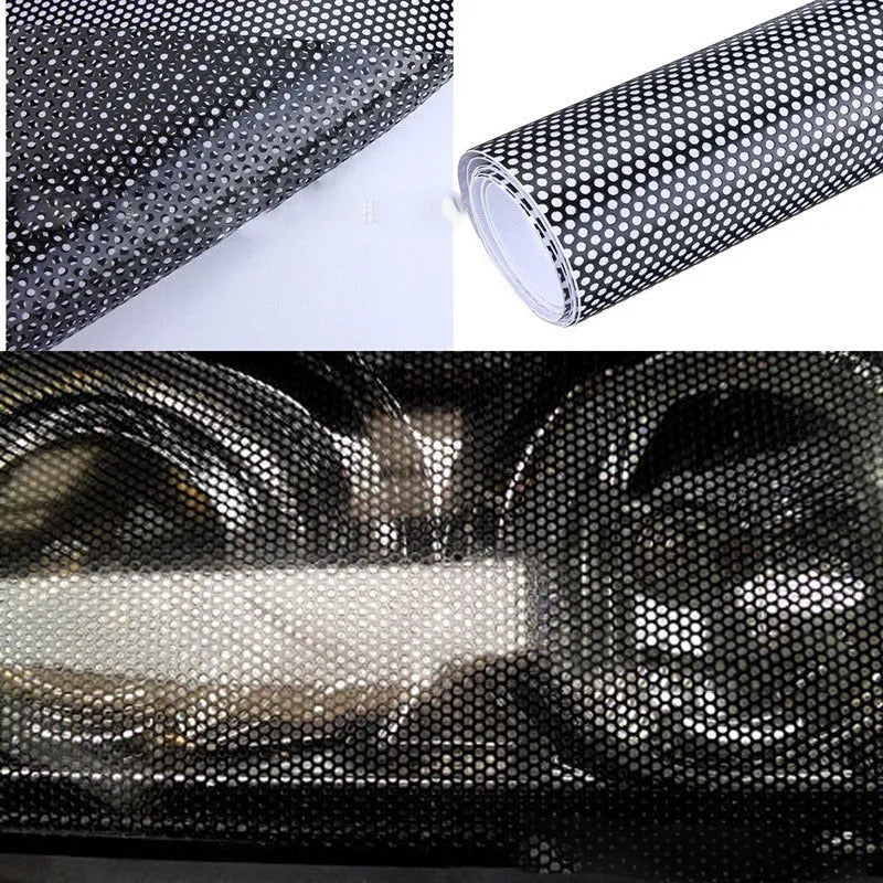 Plastic perforated colour changing film roll measuring 30 cm by 106 cm.