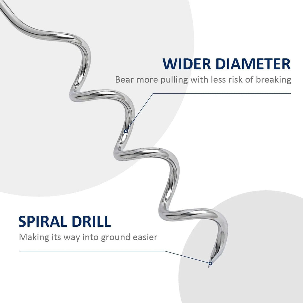 Medium spiral dog tie out stake made of solid steel for secure outdoor tethering in sandy soil