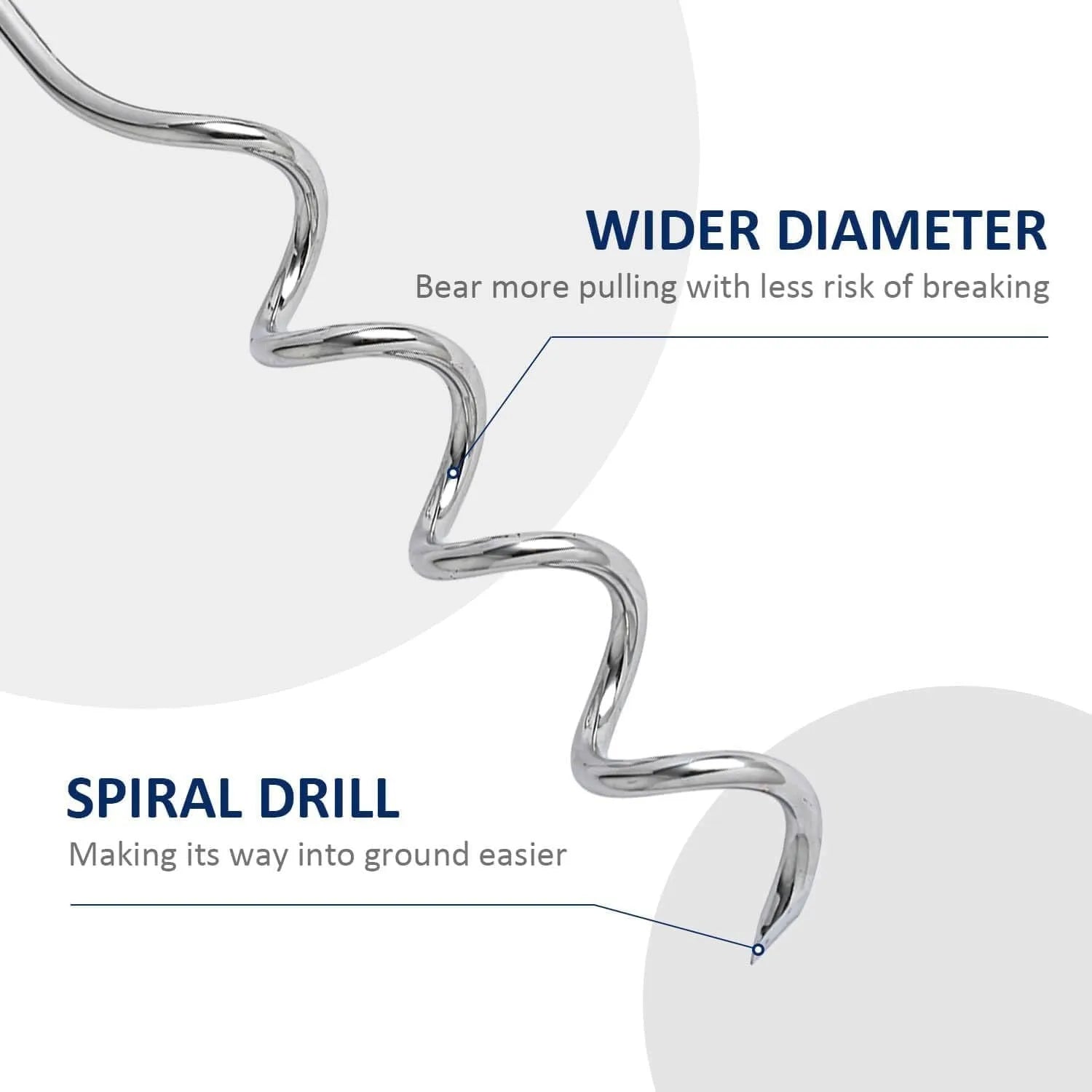 Medium spiral dog tie out stake made of solid steel for secure outdoor tethering in sandy soil