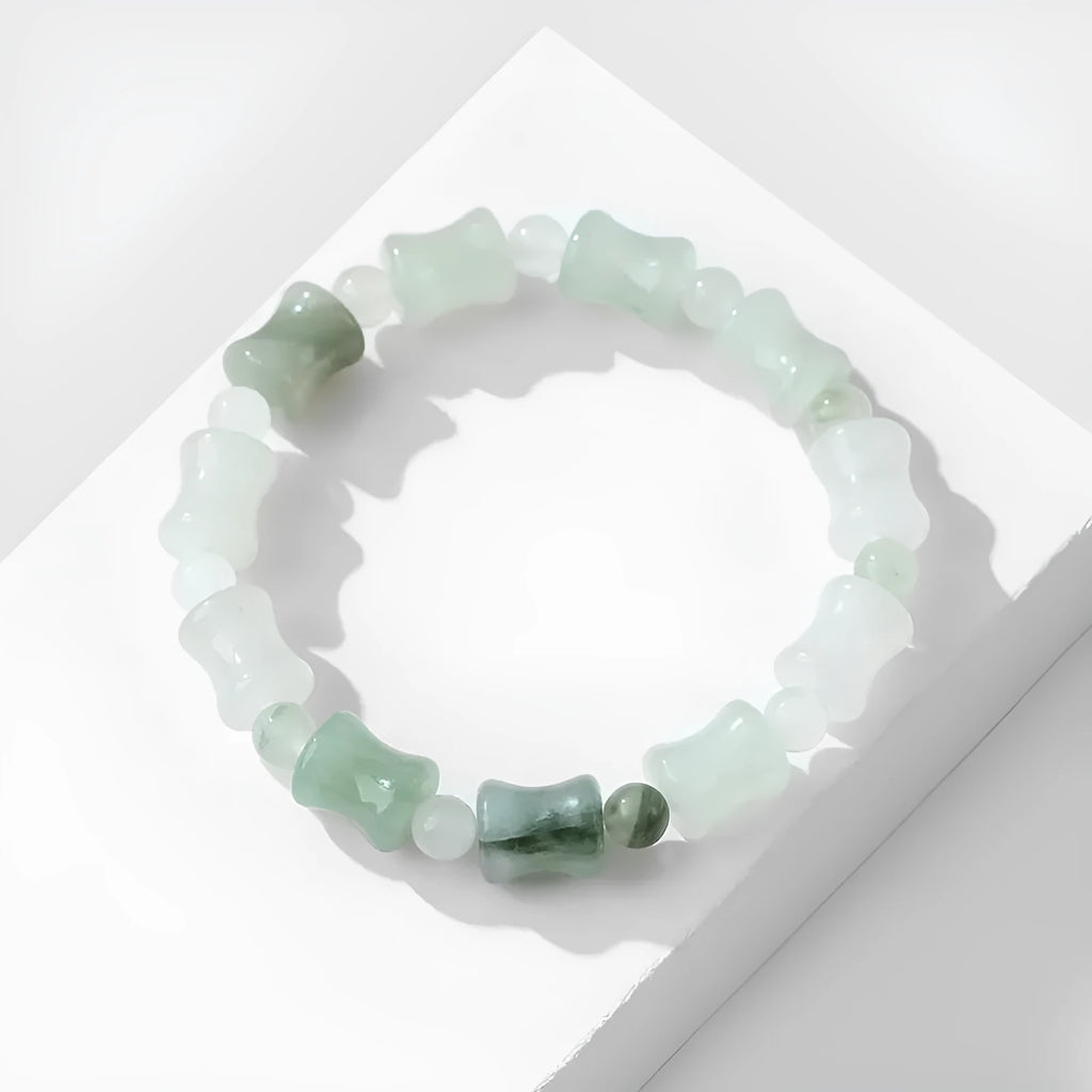 Tianshan Emerald natural chalcedony diamond beaded bracelet with safety lock charm on elastic string