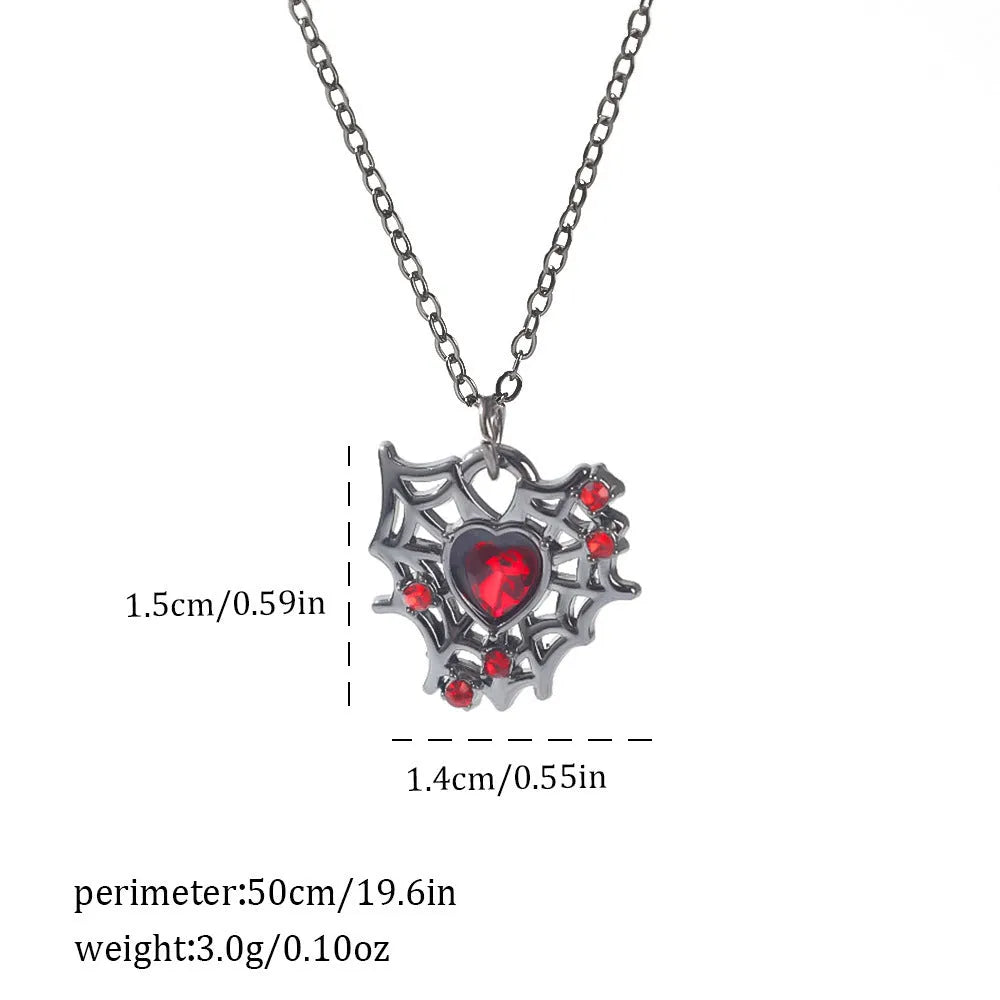 Halloween spider bat necklace with electroplated zinc alloy pendant showing gothic design options