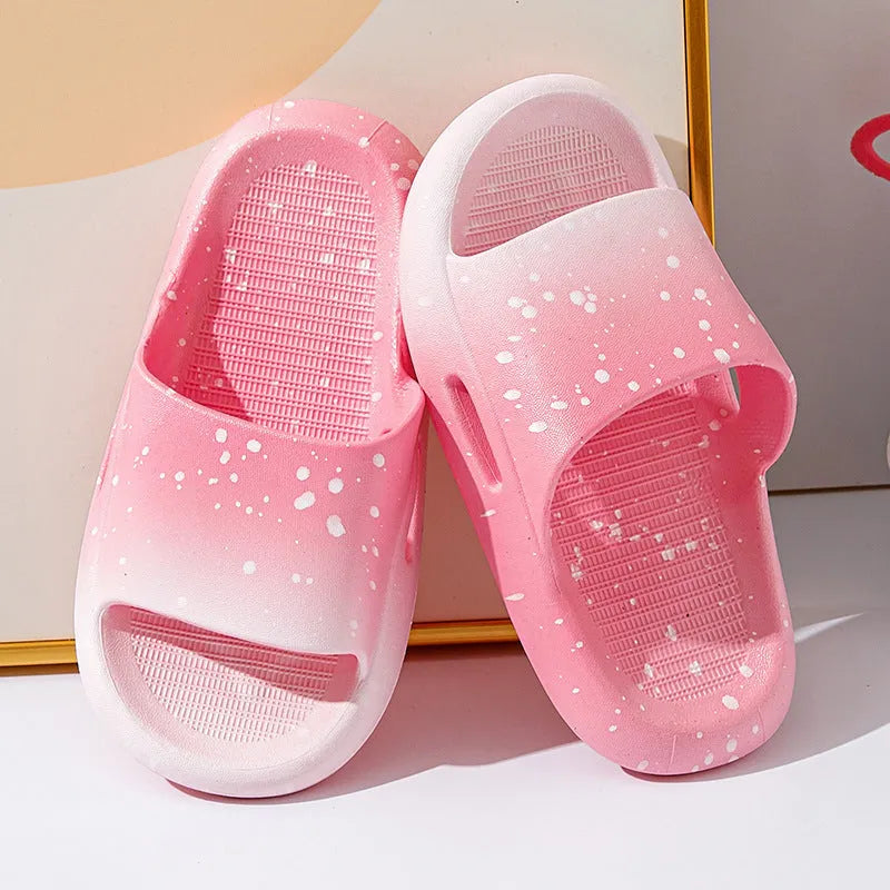 Gradient colour PVC summer slippers for children with breathable non-slip design