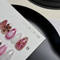 Three-dimensional embossed candy pattern nail art patches in almond shape with retro French styling
