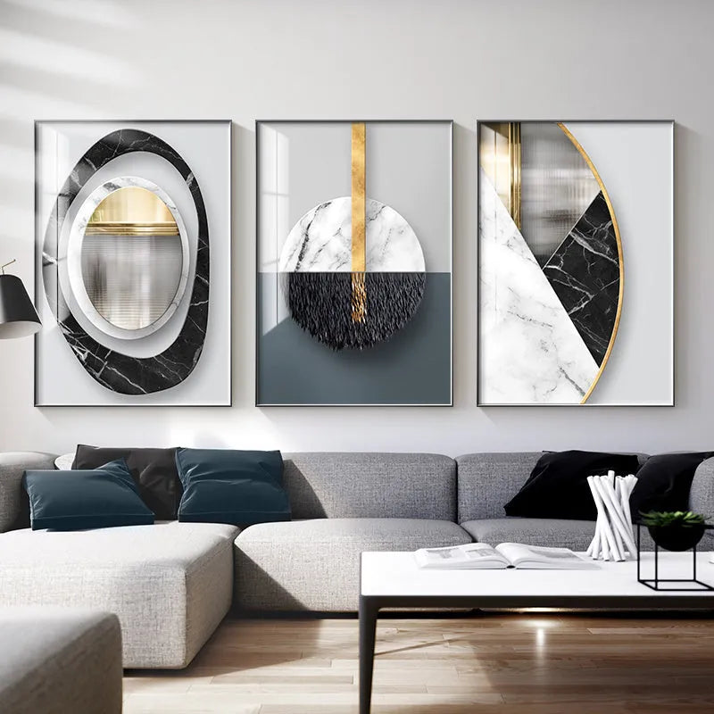 Abstract geometric pattern printed on a canvas wall art poster in a modern style.