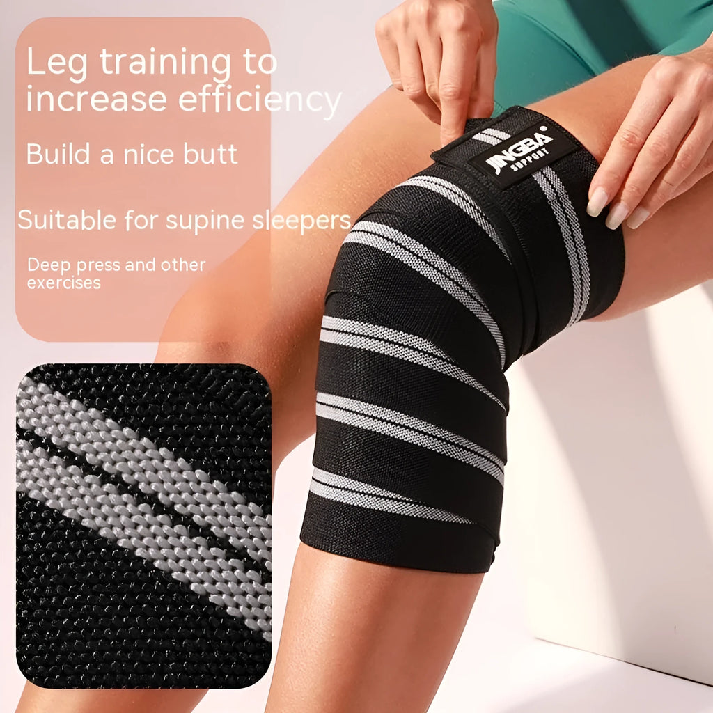 Adjustable knee pads in blue, yellow, red, or grey for weightlifting and sports protection