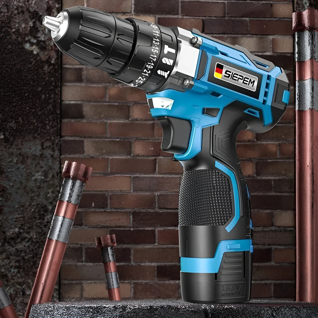 12V impact pistol drill electric screwdriver set in plastic case with dual-speed control