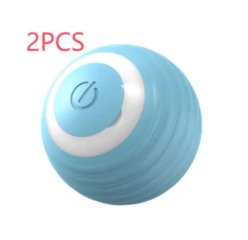 Blue rechargeable automatic moving cat toy with flashing lights on flat surface