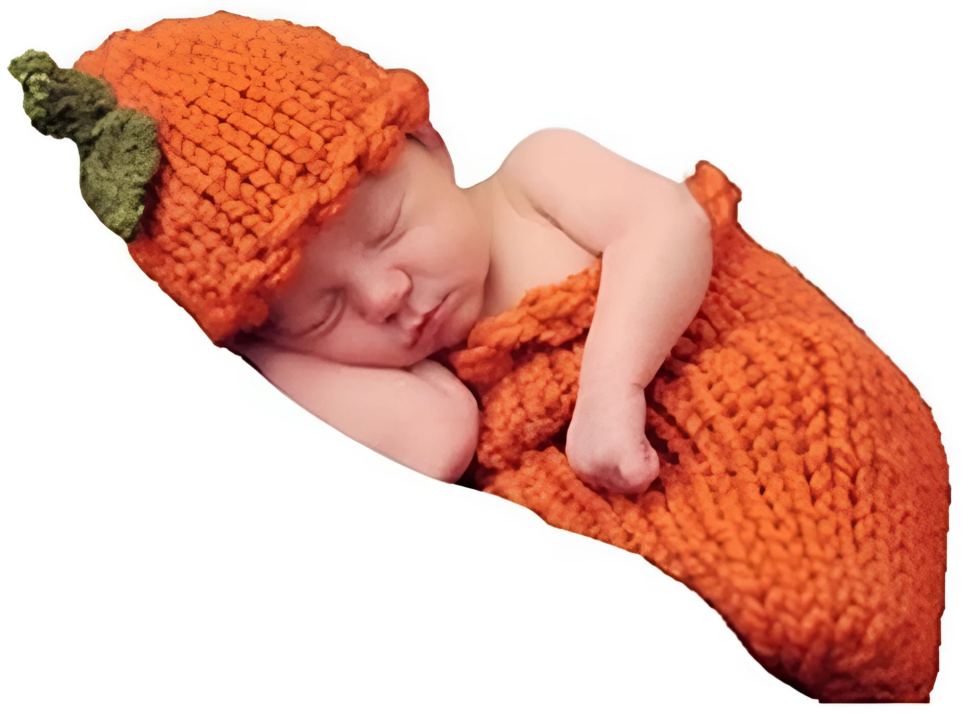 Handmade orange woven acrylic baby pumpkin sleeping bag for newborn photography