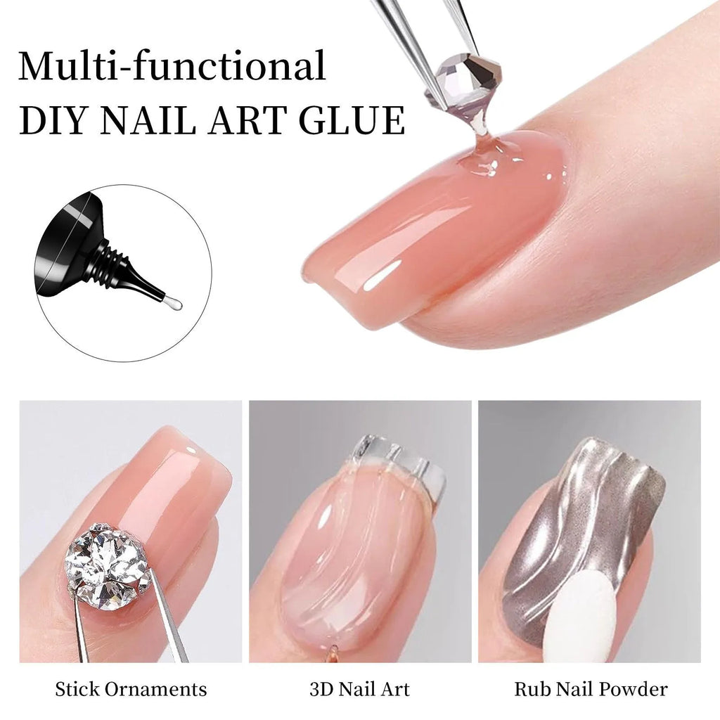 Nail art strong wash-free rhinestone sticking glue in 30g bottle with brush applicator