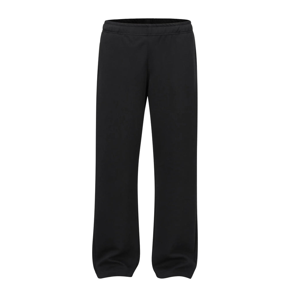 Men's straight-leg cotton trousers in solid colour with elasticated waistband