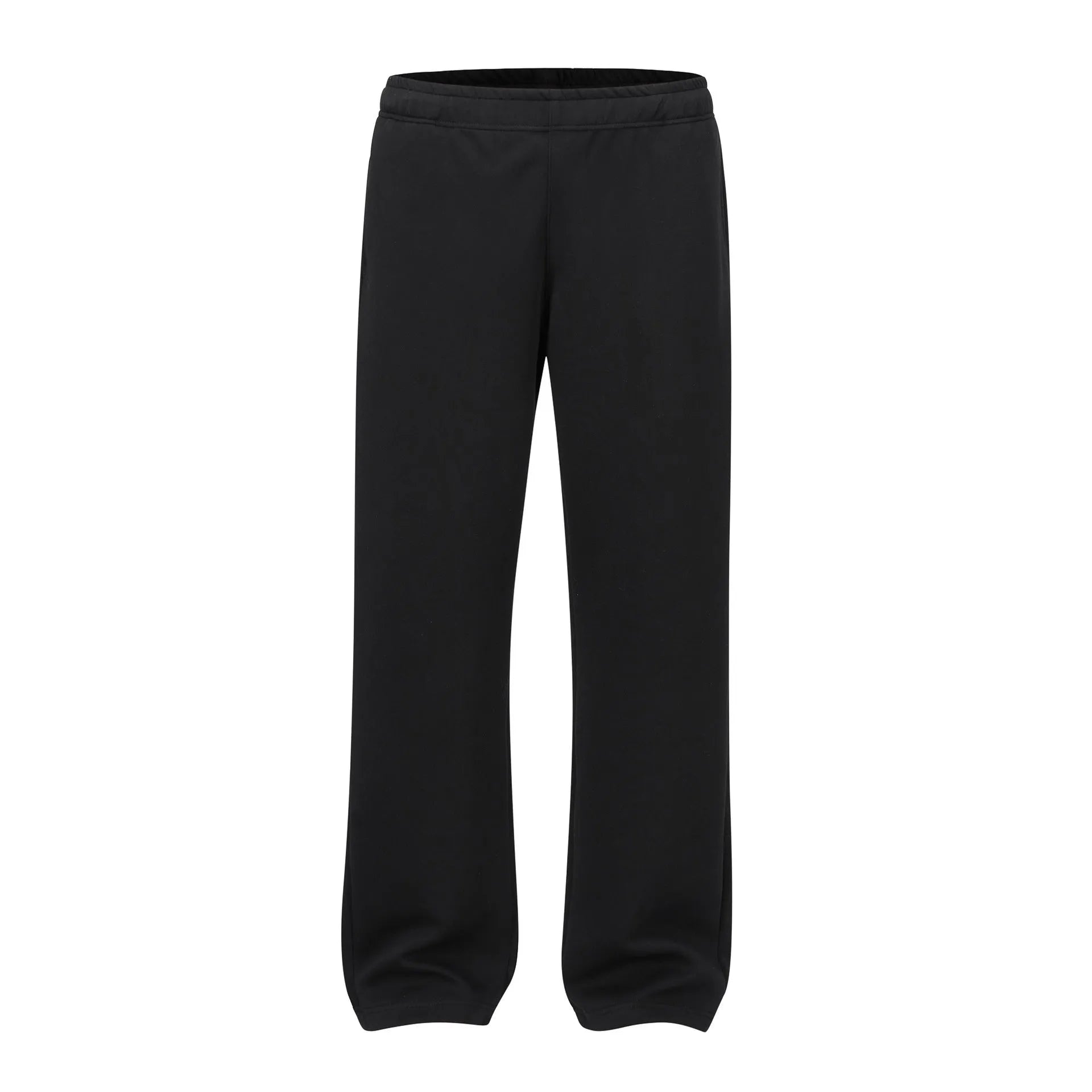Men's straight-leg cotton trousers in solid colour with elasticated waistband