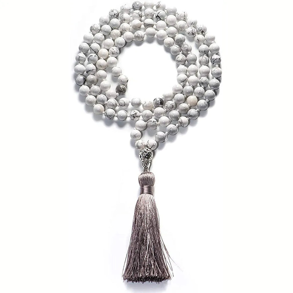 95-100cm agate tassel necklace with geometric pattern and mixed stone beads including amethyst and lapis lazuli