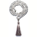 95-100cm agate tassel necklace with geometric pattern and mixed stone beads including amethyst and lapis lazuli