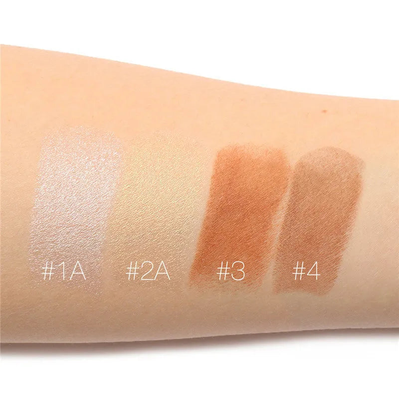 Face contour highlighter cream pot with four shade options A, B, C, D for cheekbone highlighting