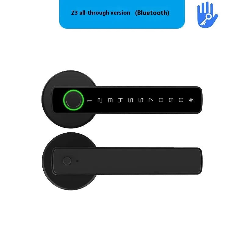 Black spherical handle smart door lock for wooden interior doors with digital keypad.