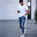 Men's cotton jeans in deep blue colour with slim fit styling