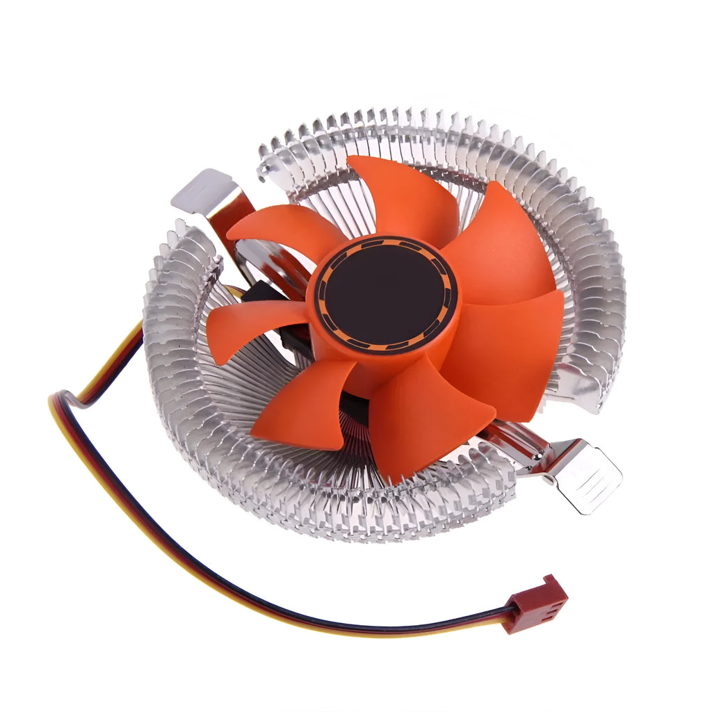 Orange PC CPU cooler cooling-fan with square design, 10.3 cm diameter, for Intel and AMD sockets