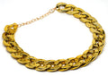 Geometric twisted chain dog collar with buckle on a white background, shown in a gold colour.