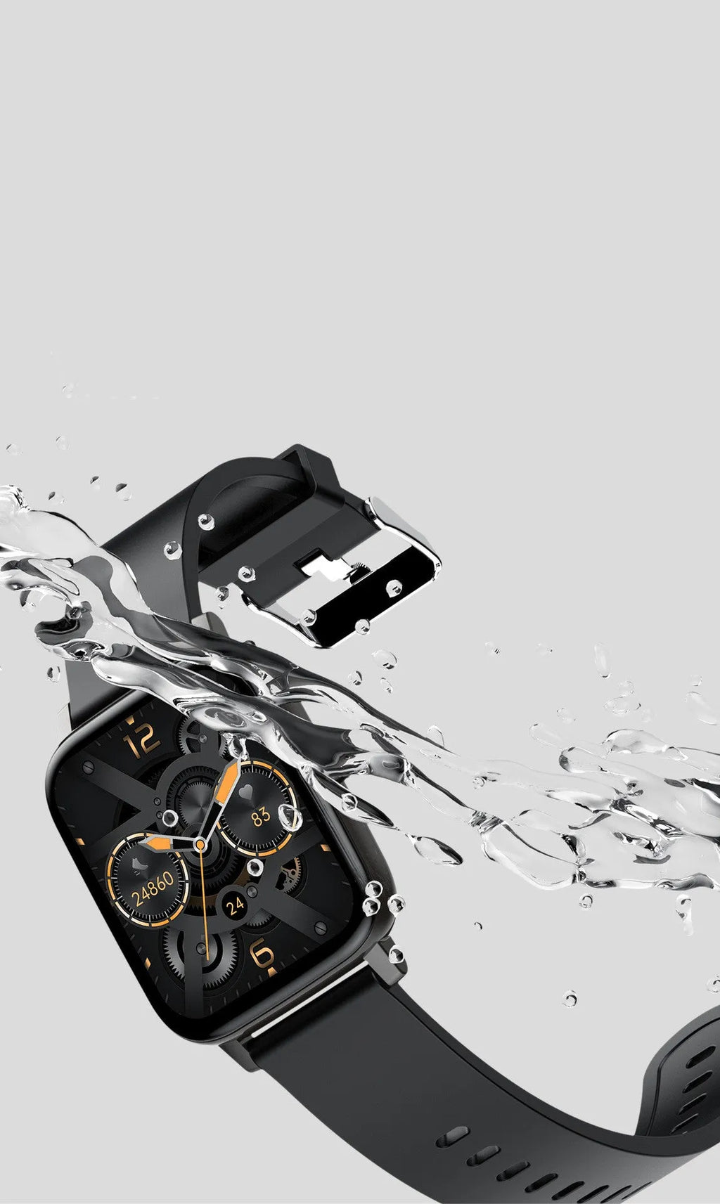 H80 sports smart watch with black silicone strap showing ECG and blood oxygen monitoring on its 1.69-inch screen.