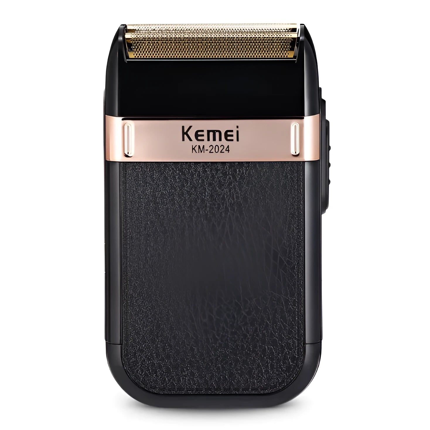 Double mesh razor KM-1102 in black with silver stitch, rechargeable USB, 11.7 cm length