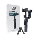 Black three-axis handheld gimbal stabiliser for mobile phones with tripod and protective cases