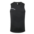 Men's solid colour quick-dry sports vest made from polyester blend fabric.