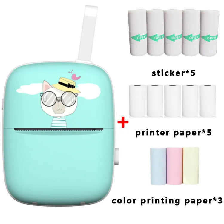 Bluetooth portable printer for wrong questions and labels, 55mm width, 300DPI, blue colour, compact size