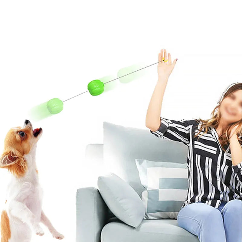 Green, orange and yellow plastic pumpkin squeaky dog ball toy for small dogs